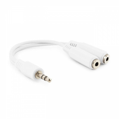 Cablexpert Кабель-разветвитель аудио Jack 3.5(M) 3pin/2xJack 3.5(F), 10см, белый, пакет, CCA-415W