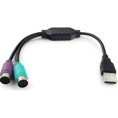 Cablexpert Конвертер PS/2 - USB порт UAPS12-BK, AM/2xPS/2, 30см, черный, пакет, UAPS12-BK