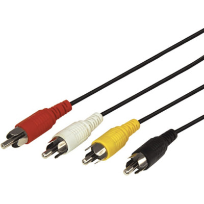 REXANT Шнур 4RCA-4RCA, 1 м, черный 17-0301