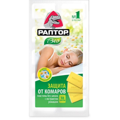 РАПТОР Пластины от комаров BIO с экстрактом ромашки 12634 D2128M