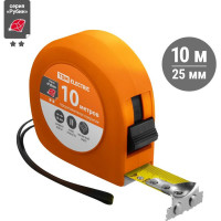 Рулетка, длина 10 м, стальная лента, ширина 25 мм, прорезиненное покрытие, магнит, TDM ELECTRIC "Рубин" SQ1018-0108