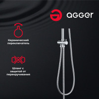Фреш Душевая система без смесителя Agger с двумя квадратными лейками A0494000