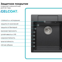 Кухонная мойка мраморная Polygran, цвет черный ARGO-460 №16 444676