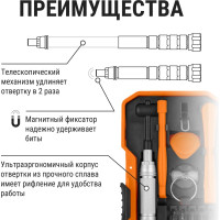 Набор TDM ELECTRIC отвертка с битами для мелкой электроники №1 15 предметов "Алмаз" SQ1019-0201