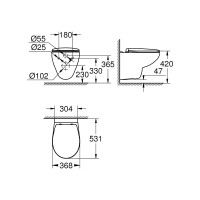 Подвесной унитаз с сиденьем с микролифтом Grohe Bau Ceramic 39351000