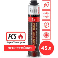 Полиуретановая монтажная пена KUDO ПРОФ огнестойкая всесезонная PROFF 45+ 1000мл KUPPF10U45+