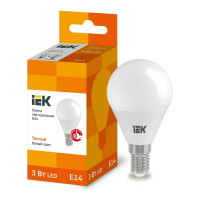 Светодиодная лампа IEK ECO G45 шар 3Вт 230В 3000К E14 LLE-G45-3-230-30-E14
