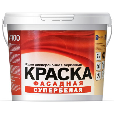 Краска VIRTUOSO V-100 А фасадная 14кг Супербелая морозостойкая 586352