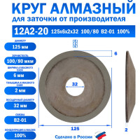 Круг алмазный шлифовальный 12А2-20 (125х6х2х32 мм; 100/80) КристАл Лтд 33315