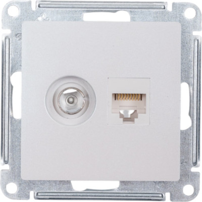 Двойная компьютерная+ТВ розетка Systeme Electric ATLASDESIGN RJ45+TV, категория 5E, ЖЕМЧУГ ATN000489