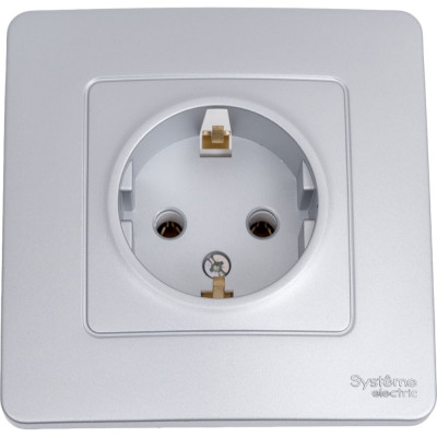 Розетка Systeme Electric BLANCA с заземлением без шторок, АЛЮМИНИЙ BLNRS001013