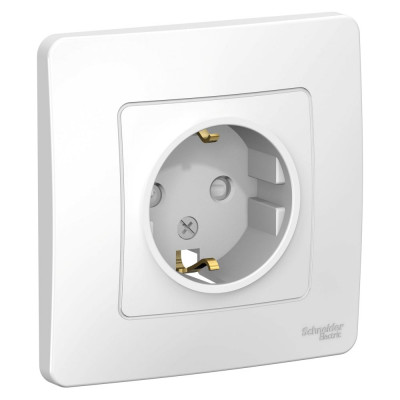 Розетка Systeme Electric BLANCA с заземлением со шторками, БЕЛЫЙ BLNRS001111