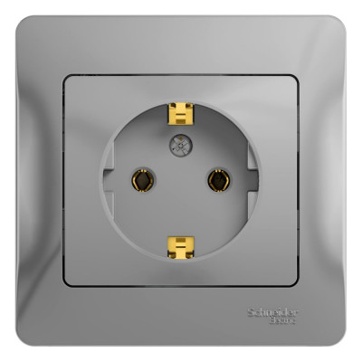 Розетка Systeme Electric (Schneider Electric) GLOSSA с заземлением, 16А, алюминий GSL000342
