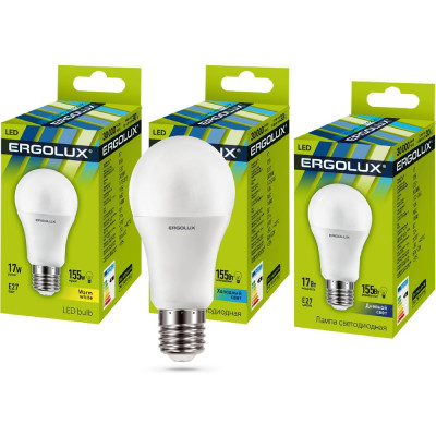 Светодиодная лампа Ergolux LED-A60-17W-E27-6K ЛОН, 17Вт, E27, 6500K 13181