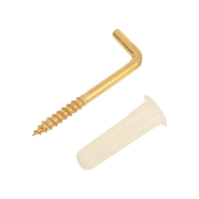 Крюк-шуруп ЕВРОПАРТНЕР L- обр. латунир. d4,9хL50 в компл. c дюбелем MULTI 8x32 4шт. MP 317 17