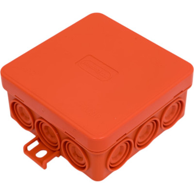 Огнестойкая коробка Экопласт JBL085 E110, о/п 85х85х38, 12 выходов, IP55, 6P, цвет оранжевый 43655HF