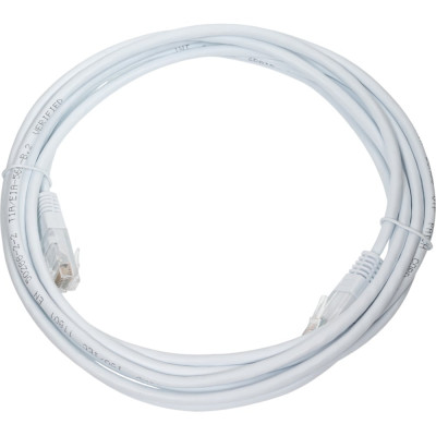 Патч-корд TWT RJ45-RJ45, 4 пары, UTP, категория 5е, 3 м, белый, TWT-45-45-3.0-WH