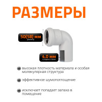 Отвод бесшумной канализации Ostendorf Skolan Safe 58 мм. 87 градусов, SKB 332140