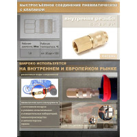 Быстроразъем пневматический с клапаном 1/2F Forsage F-BSE1-4SF(6734)