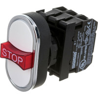 Тройная нажимная кнопка Emas с аварийной кнопкой STOP, белая, 250В AC, 4А B121B30BB