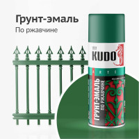 Грунт-эмаль по ржавчине матовая высокопрочная в баллончике KUDO RAL 6002 зелёная KU-316002