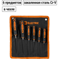 Набор отверток TDM ELECTRIC 6 штук в тканевом чехле SL:3х75;5х100;6х125, PH:0х75;1х75;2х100 серия "Алмаз" SQ1013-0203