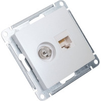 Двойная компьютерная+ТВ розетка Systeme Electric ATLASDESIGN RJ45+TV, категория 5E, ЖЕМЧУГ ATN000489