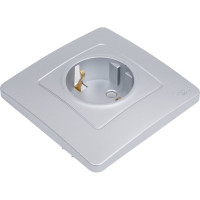 Розетка Systeme Electric BLANCA с заземлением без шторок, АЛЮМИНИЙ BLNRS001013