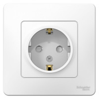 Розетка Systeme Electric BLANCA с заземлением со шторками, БЕЛЫЙ BLNRS001111