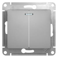 2-клавишный выключатель Systeme Electric (Schneider Electric) GLOSSA с подсветкой, сх.5а, 10АХ, алюминий GSL000353