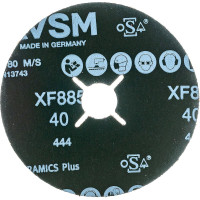 Керамический фибровый диск со шлицами XF885 (50 шт, 125х22 мм, P40) VSM 004836