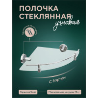 Стеклянная полочка Fora Лонг угловая, матовая L035M