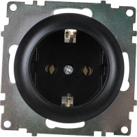 Розетка OneKeyElectro с заземлением, цвет чёрный 1E10201303 2172811