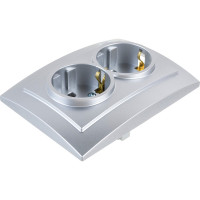 Розетка NILSON 2СП з/к серебро Touran metallic 24131025
