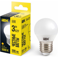 Светодиодная лампа IEK ECO G45 шар 3Вт 230В 3000К E27 LLE-G45-3-230-30-E27