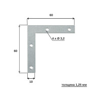 Мебельный уголок ALBERTS оцинкованный, 60x60x10 мм 336950
