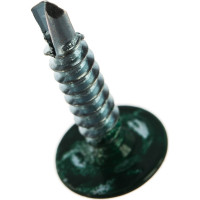 Саморезы с пресс-шайбой Госкреп со сверлом 4,2х19мм зеленые RAL6005 30 шт., подвес 1-0017480