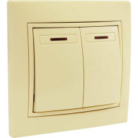 Двухклавишный выключатель Jilion с подсветкой бежевый 9533145