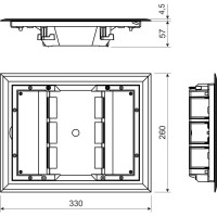 Напольный лючок на 6 модулей KOPOS 45х45 KOPOBOX 57_LB