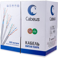 Кабель Cabeus витая пара, категория 5e, 4 пары 0,51мм, одножильный, UTP-4P-Cat.5e-SOLID-GN