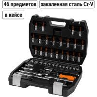 Набор инструментов TDM ELECTRIC с реверсной трещоткой универсальный №4, 46 позиций, CR-V сталь "Алмаз" SQ1014-0104