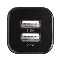 Автомобильное зарядное устройство SONNEN 2 порта USB, выходной ток 2.1 А, черное-белое 454796