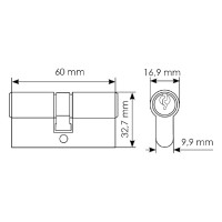 Ключевой цилиндр MORELLI 60мм, цвет-черный 60C BL 9012519