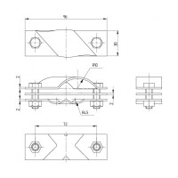 Зажим заземления EZETEK стержень - полоса/пруток диагональный, нержавеющий 62816