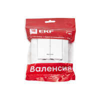 2-клавишный выключатель EKF Валенсия, 10А белый с индикатором PROxima EWV10-123-10