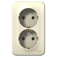 Двойная розетка Systeme Electric BLANCA открытой установки, с заземлением, без шторок, молочный BLNRA010212