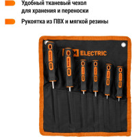 Набор отверток TDM ELECTRIC 6 штук в тканевом чехле SL:3х75;5х100;6х125, PH:0х75;1х75;2х100 серия "Алмаз" SQ1013-0203
