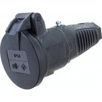 Кабельная розетка PCE 16A 250V 2P+E IP54 с подпр. крышкой, корпус черный 2522-ss