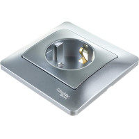 Розетка Systeme Electric (Schneider Electric) GLOSSA с заземлением, 16А, алюминий GSL000342