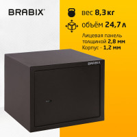Офисный мебельный сейф BRABIX SF-280KL 280х350х300 мм, ключевой замок, черный 291148